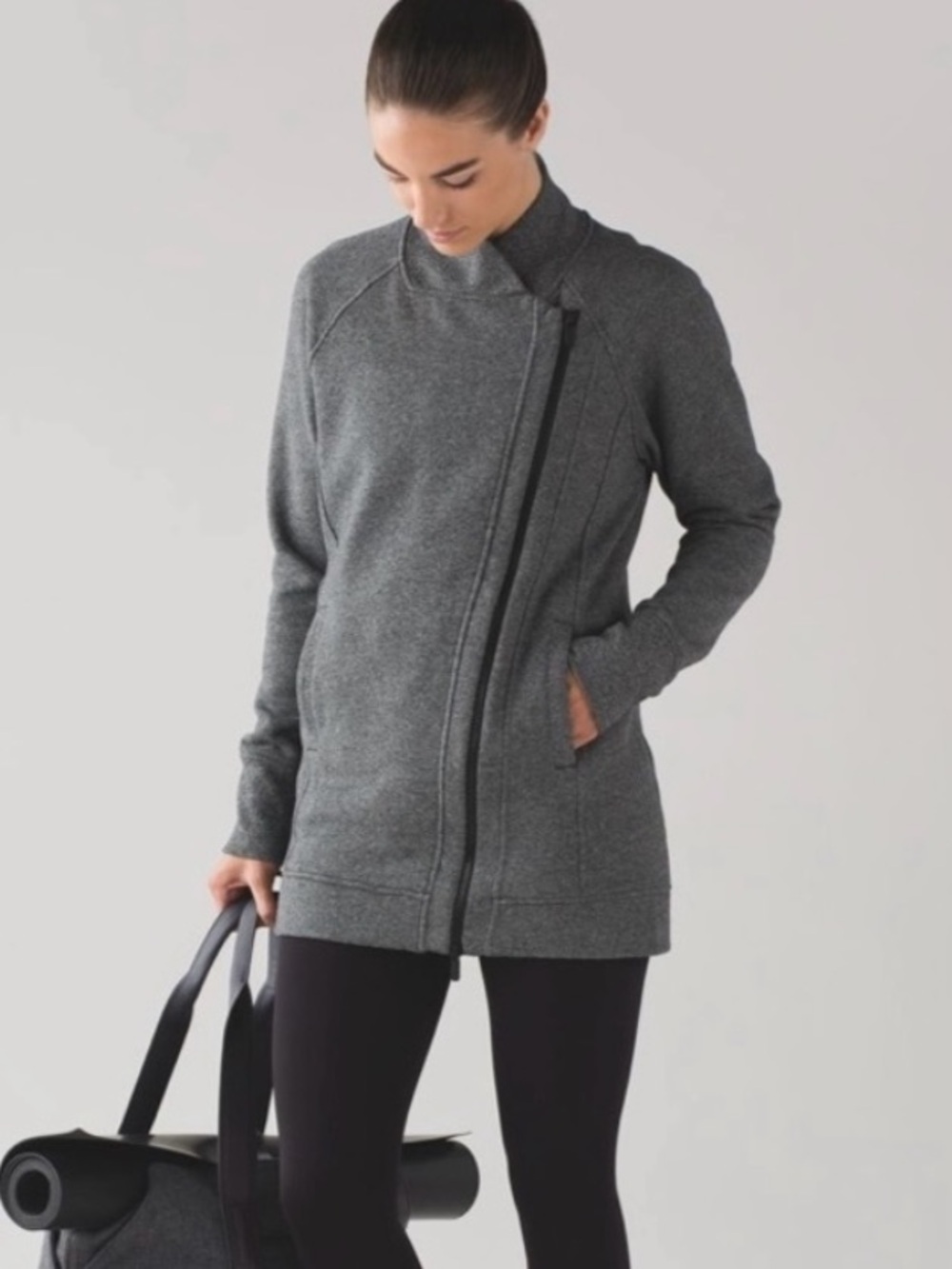 Lululemon Back To It Wrap Heathered Speckled Charcoal Black Jacket Size 4